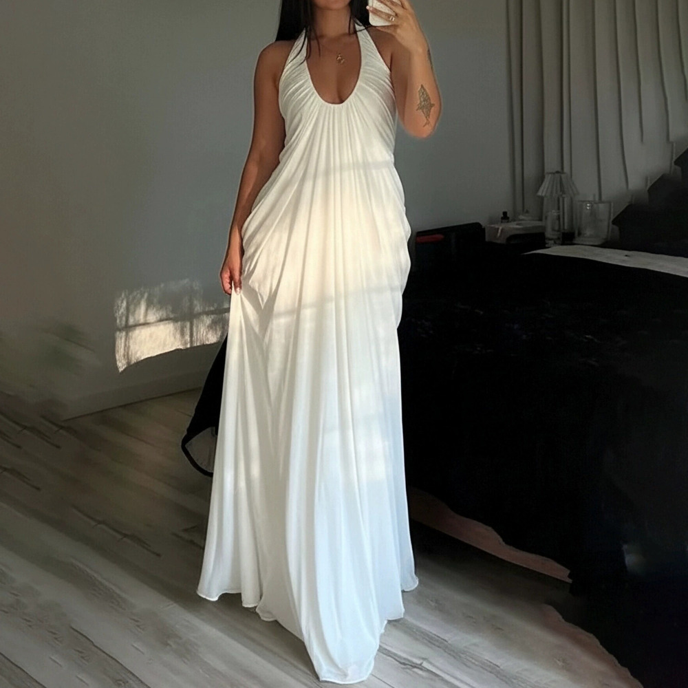 ZARA Fall Fashion Vacation Stylish Collar Solid Maxi Dress
